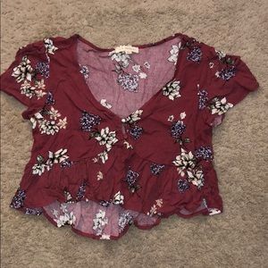Pac sun/ LA hearts red and flower crop tee